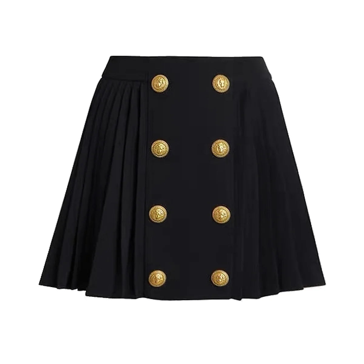 S-xl Black And White High-quality Fashionable Solid Color New Side Pleated Double Row Button Casual Commuting Women Short Skirt