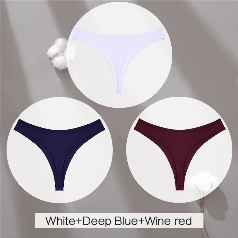 The 3-Pack Solid Color Cotton G-String