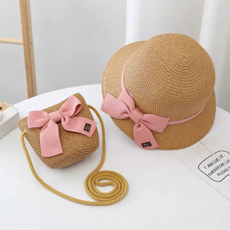 The Wide Brim Lace Straw Hat & Bag Set