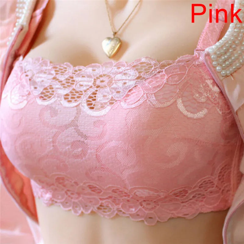Bra Chest 3D Bra No Trace Anti-light Bra Cross Brazing Thick Section Girl's Strapless Bra With Anti Glare Lace Chest Bra