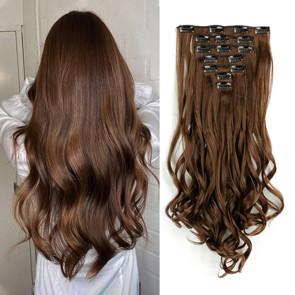 The 22-Inch Full Head Curly Wavy Clip-In Set (7pcs)