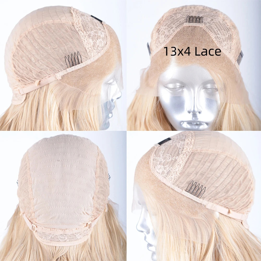 AIMEYA Ombre Blonded Synthetic Lace Wig Long Body Wave Lace Front Wigs for Women Natural Hairline Blonde/Brown Synthetic Wig Use