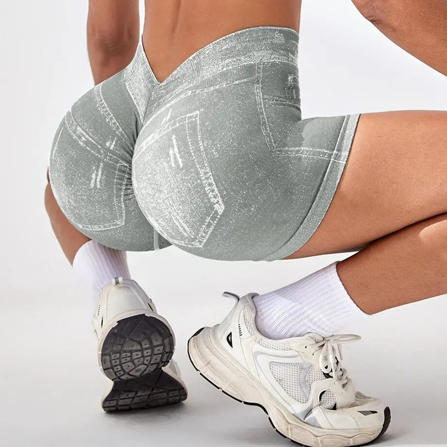 The V-Back Faux Denim Short