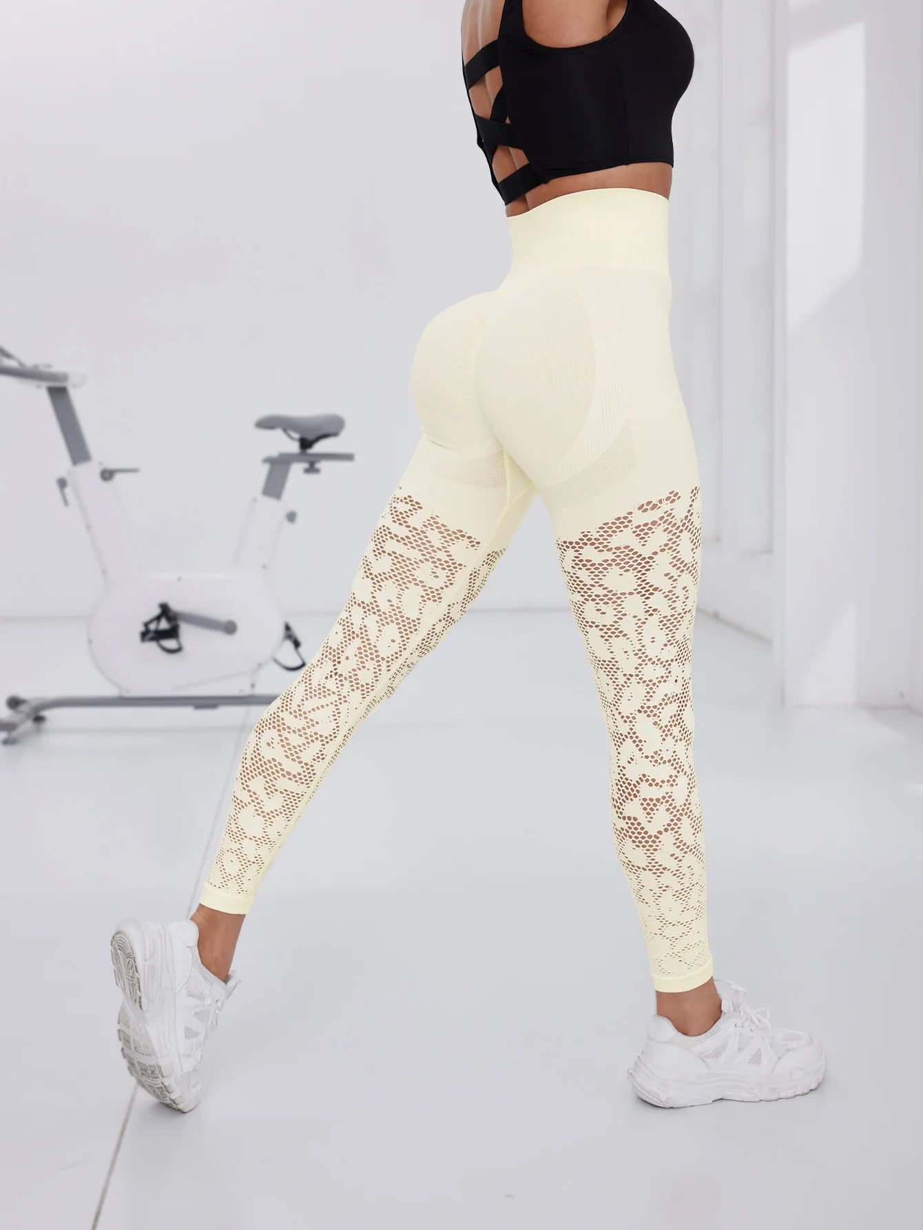 TRY TO BN Sports Leggings Mesh Women Seamless Yoga Pants Fitness Breathable Sweatpants High Waisted Leggings Workout Gym Clothes