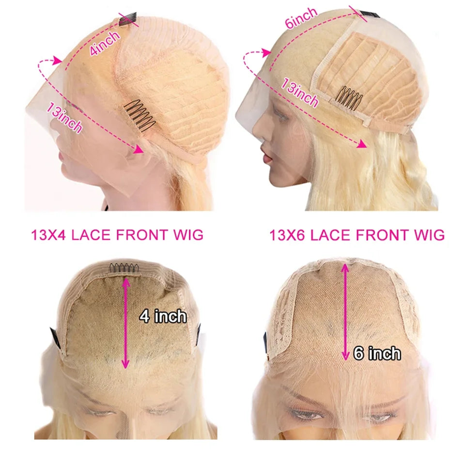 Ombre Blonde Short Bob Wig Lace Front Human Hair Wigs For Women Straight 180% Density Dark Roots Glueless 13x6 Lace Frontal Wig