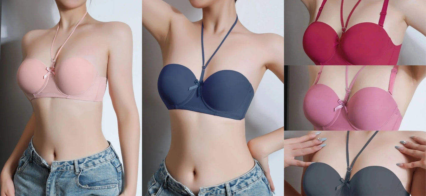 Gratitude More Than Ten Years Of Companionship Buy 3 Bras Get 1 Jewelry Free Neck-Hanging Bra With Two Wearing Gather Sexy Back