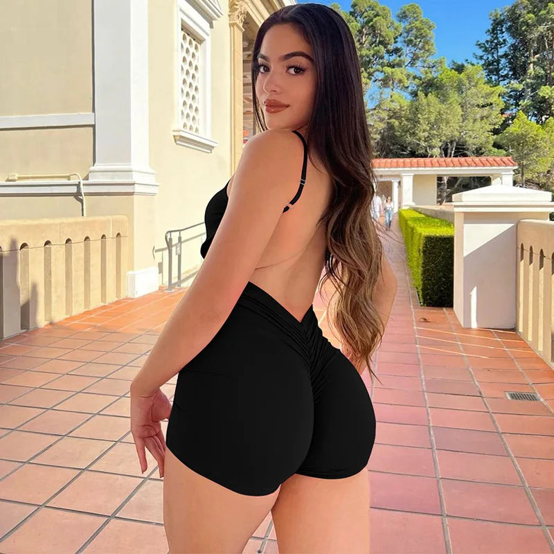 The Backless Ruched Bodycon Playsuit