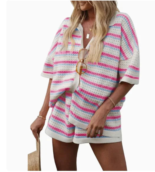 The Striped Knit Short Set