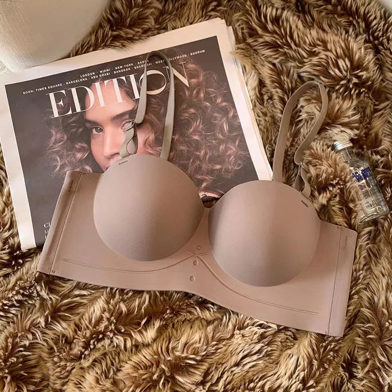 Women's Bra Half Cup Push Up Small Breasts Show Bigger Side Breasts Seamless Sling Bra No Wires Sexy Sling Bra