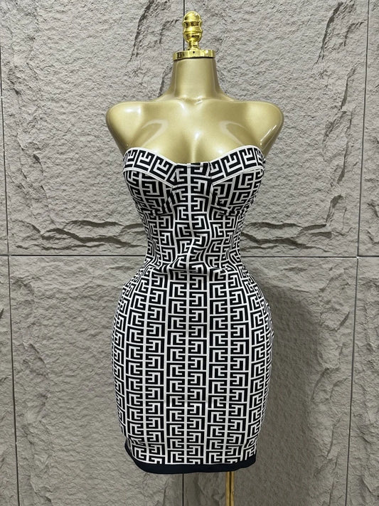 2025 Summer womens black sexy off shoulder jacquard bandage dress elegant fashion club party dress