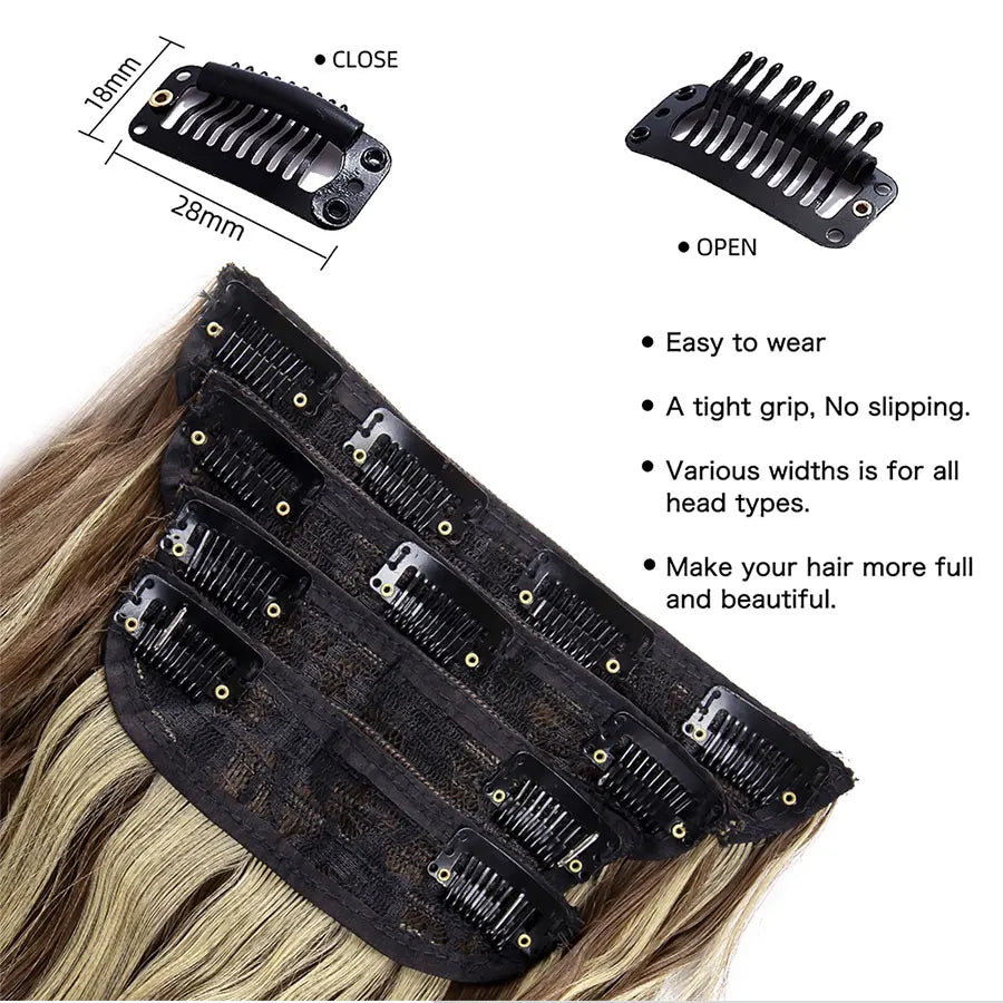 The 20-Inch Long Wavy Clip-In Hairpiece Set (4pcs)