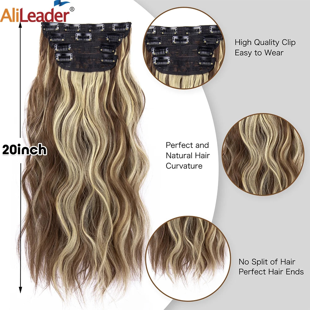 The 20-Inch Long Wavy Clip-In Hairpiece Set (4pcs)