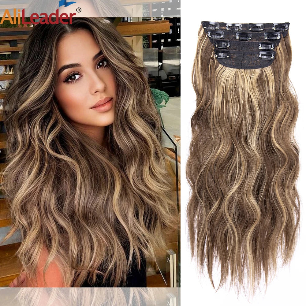 The 20-Inch Long Wavy Clip-In Hairpiece Set (4pcs)