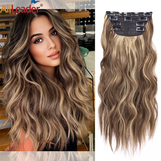 The 20-Inch Long Wavy Clip-In Hairpiece Set (4pcs)