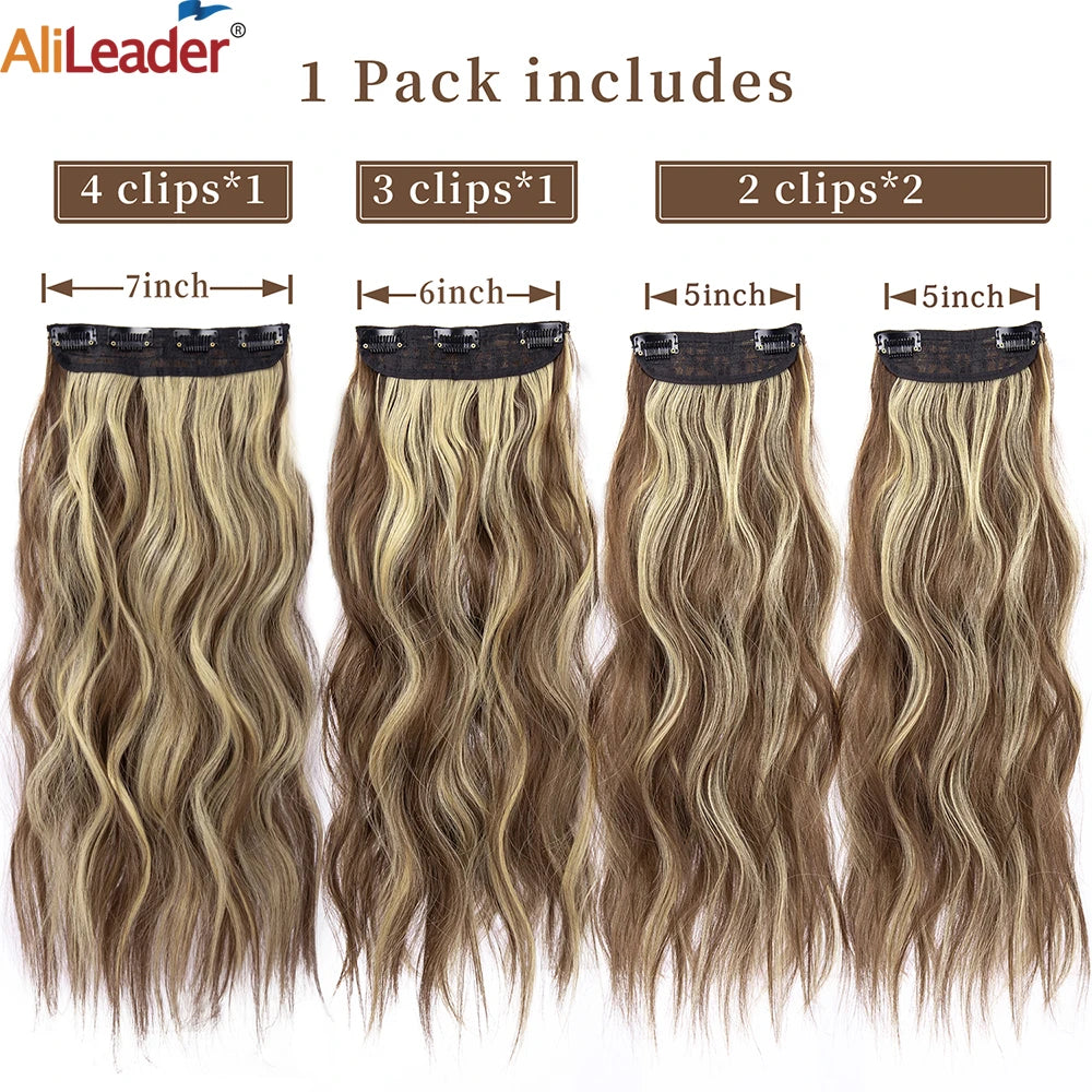 The 20-Inch Long Wavy Clip-In Hairpiece Set (4pcs)