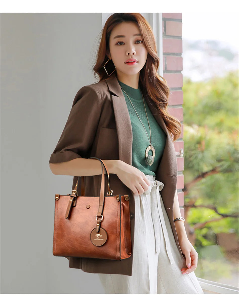The 3-Layer Vintage Leather Tote