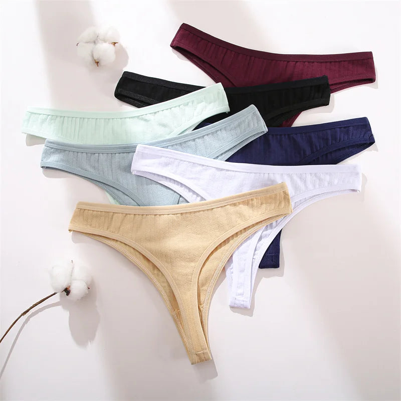 The 3-Pack Solid Color Cotton G-String