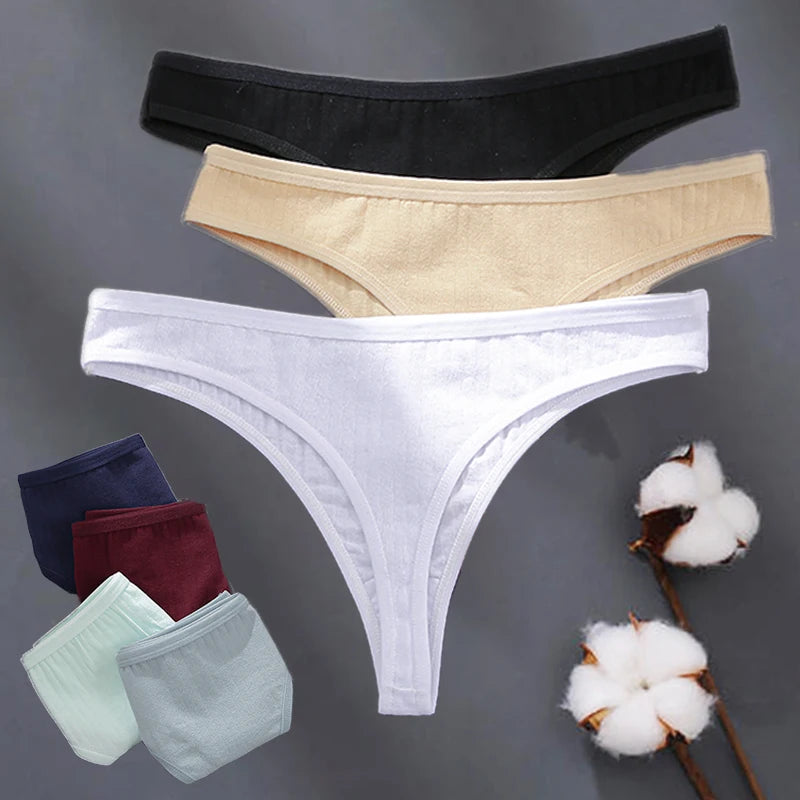 The 3-Pack Solid Color Cotton G-String