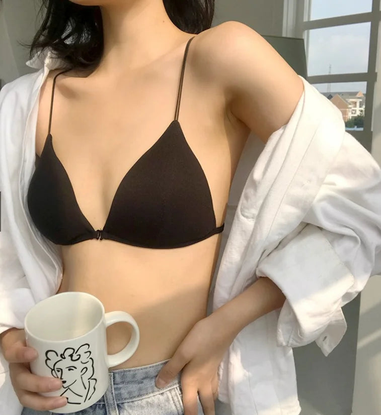 Bralette French Triangle Cup Bras for Women Comfort Cotton Bra Girl Summer Thin Soft Sexy Push Up Seamless Invisible Underwear