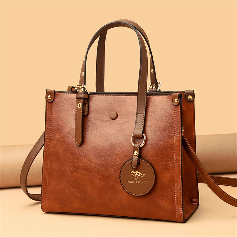 The 3-Layer Vintage Leather Tote