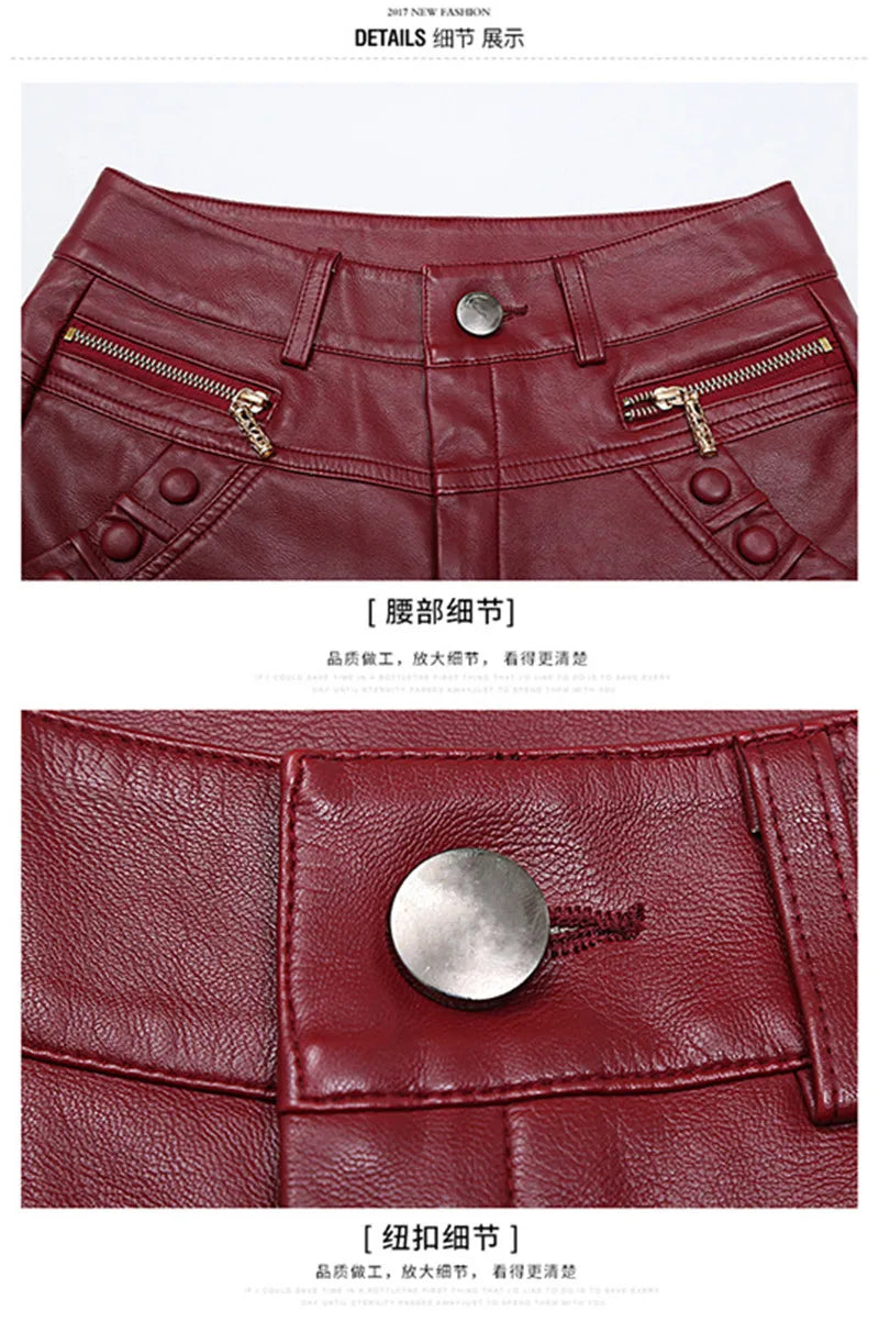 Large Size 4XL Leather Shorts Women Autumn Winter PU Leather Sexy Shorts Straight Slim High Waist Short Femme Women Shorts