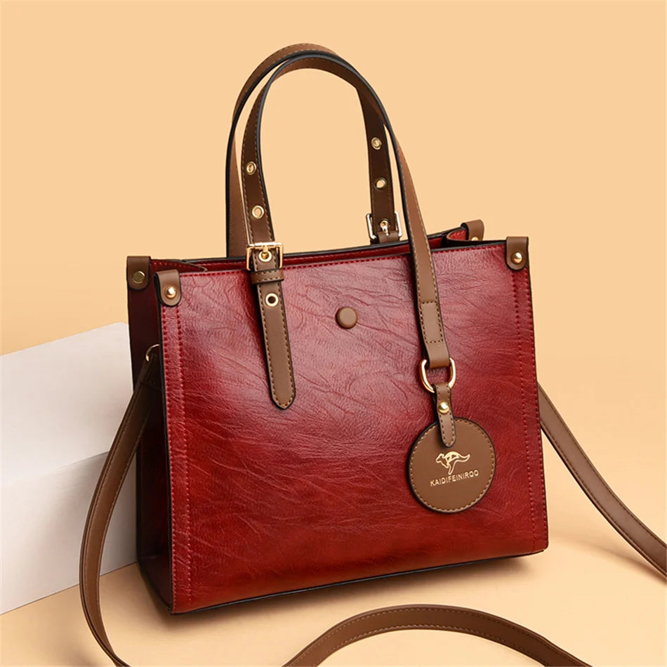 The 3-Layer Vintage Leather Tote