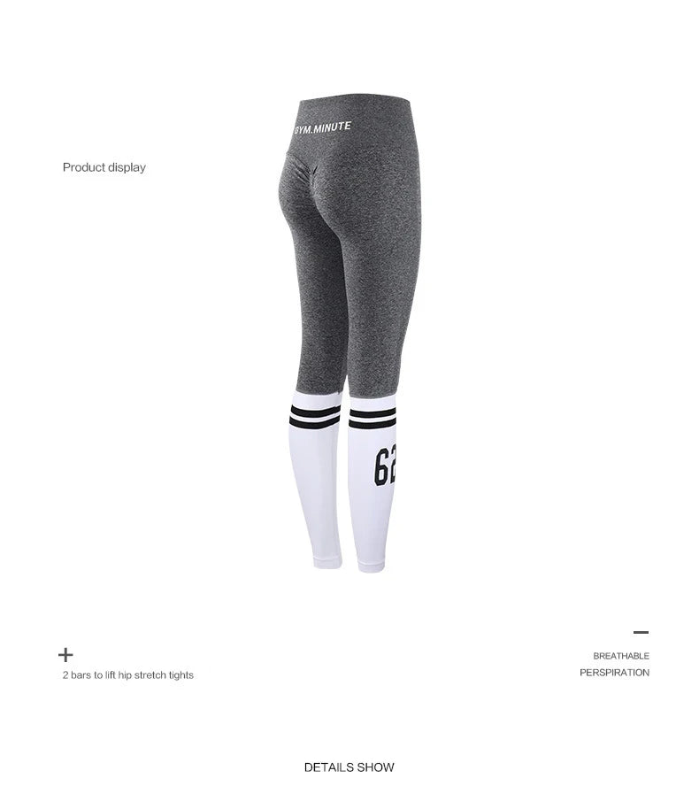 BIVIGAOS Women Contrast Color Hip Lift Fitness Leggings Sexy Running Sports Leggings High Waist Elastic Workout Leggings Push Up