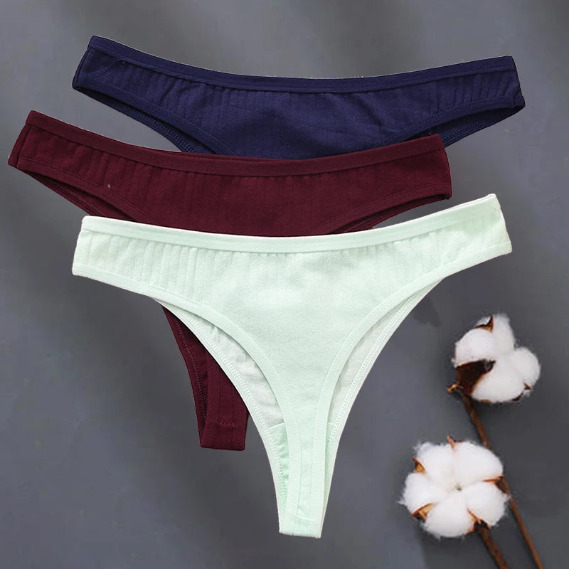 The 3-Pack Solid Color Cotton G-String