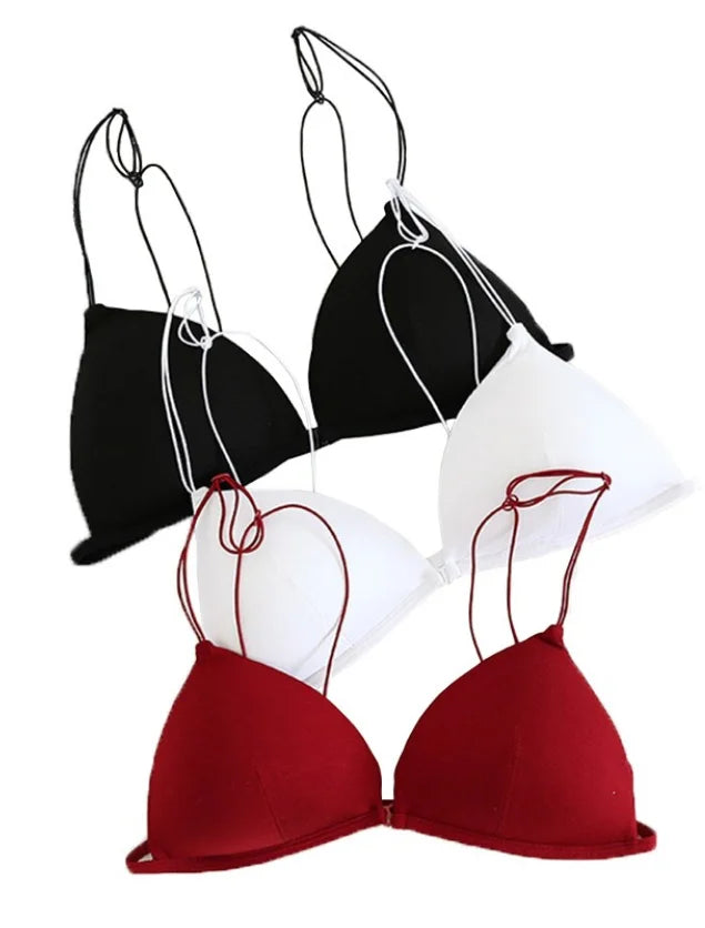 Bralette French Triangle Cup Bras for Women Comfort Cotton Bra Girl Summer Thin Soft Sexy Push Up Seamless Invisible Underwear
