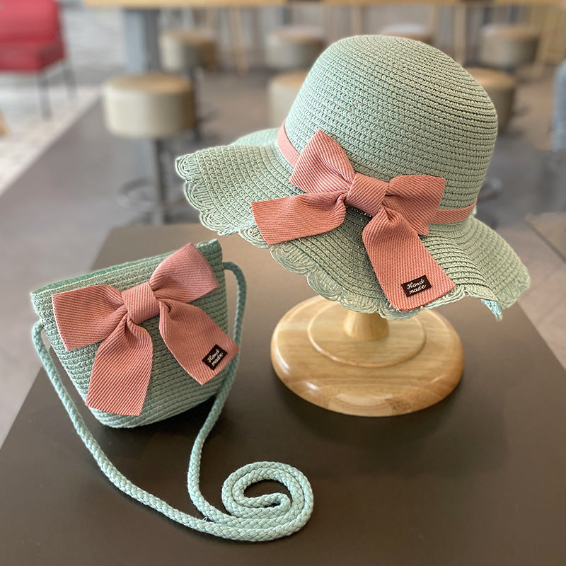 The Wide Brim Lace Straw Hat & Bag Set