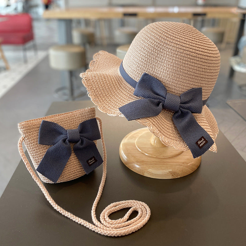 The Wide Brim Lace Straw Hat & Bag Set