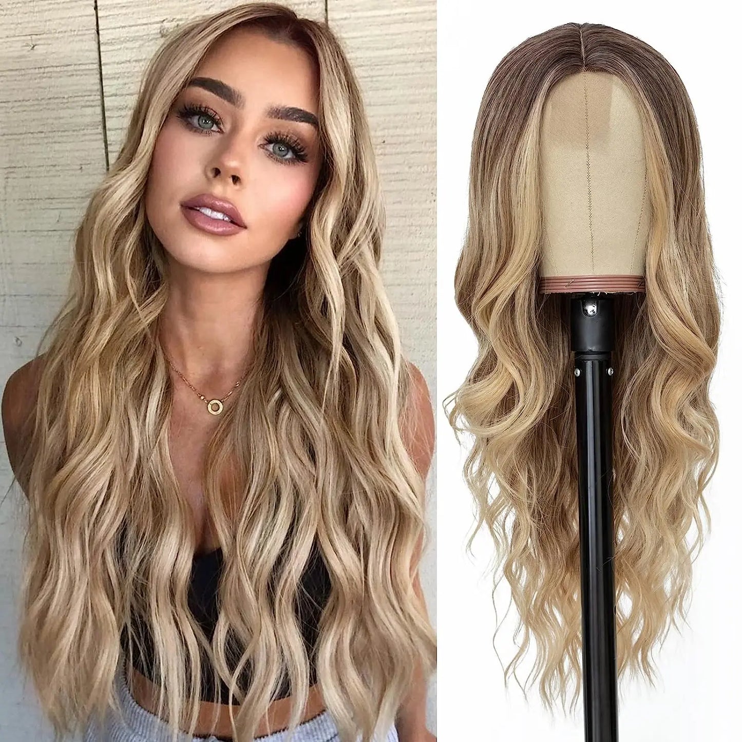 The 26-Inch Middle Part Lace Wavy Wig