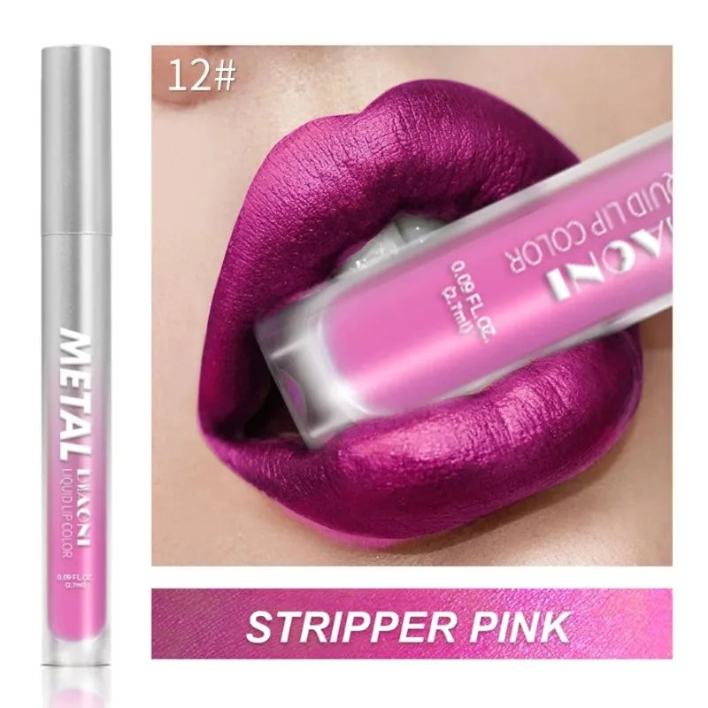 The 12-Color Metallic Shimmer Lip Gloss Set