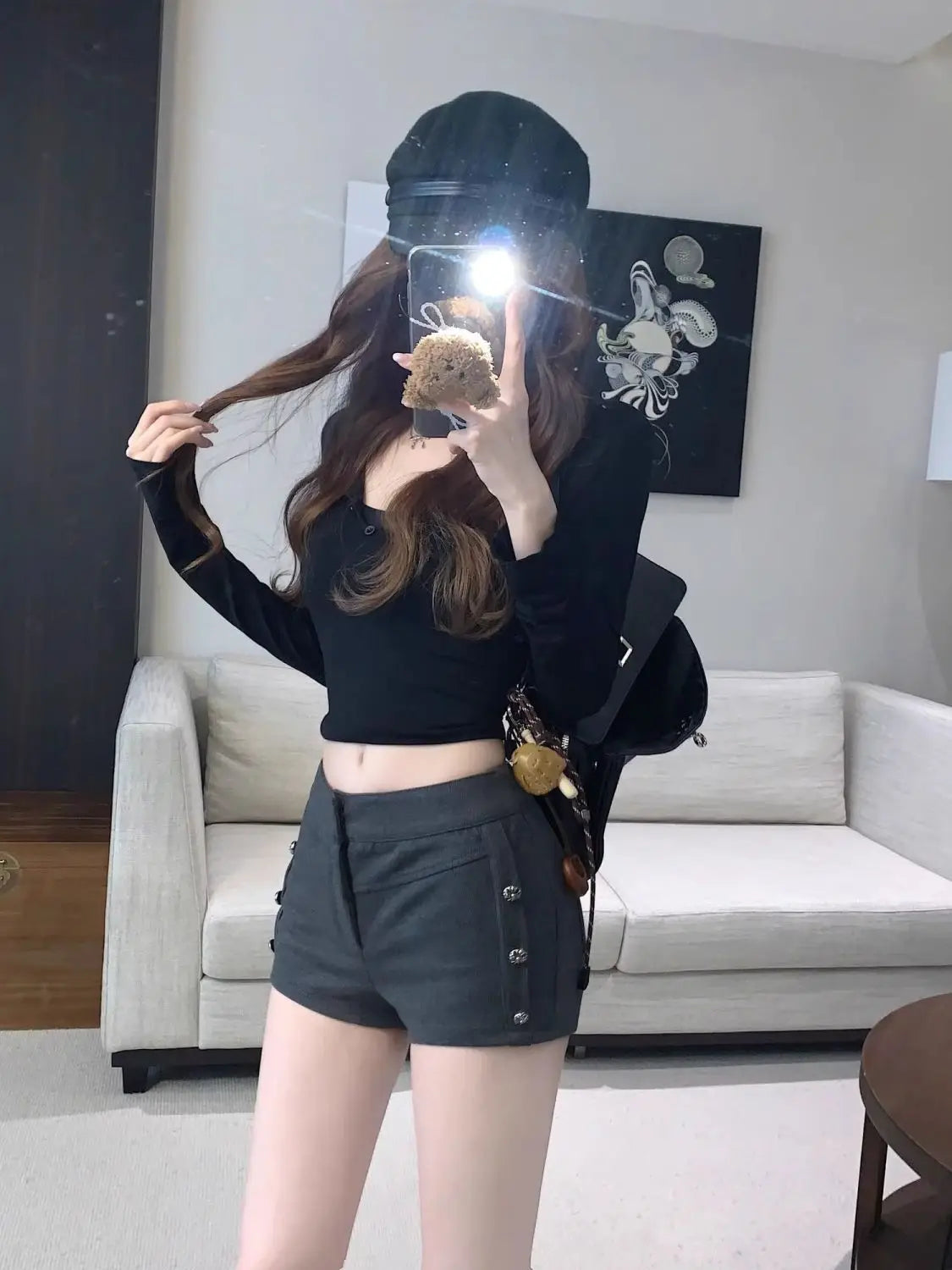 Female Short Pants Black Booty Skinny Willow Ding Women's Shorts Flowy Streetwear Korean Style Elegant Hot Comfy Youthful Jorts