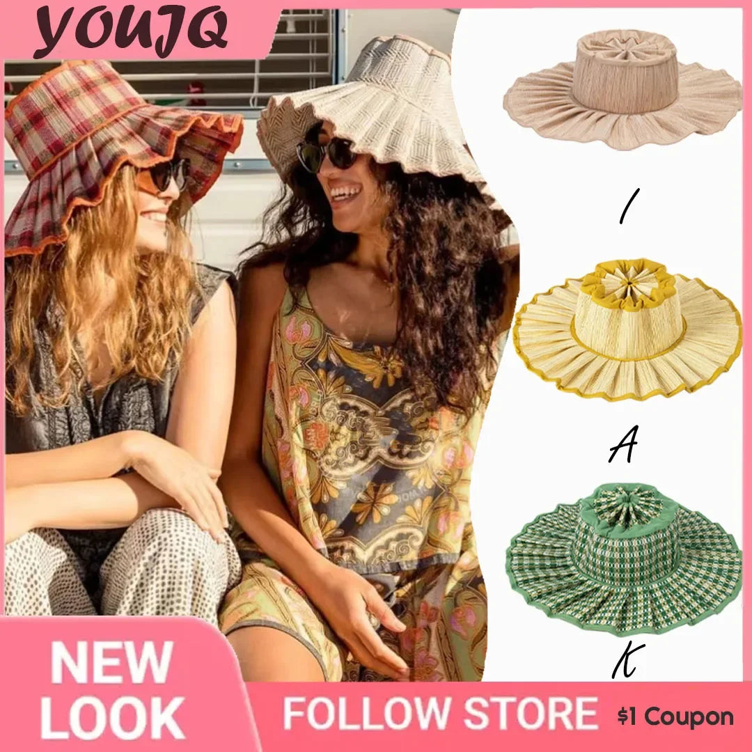 The Y2K Reversible Pleated Straw Hat