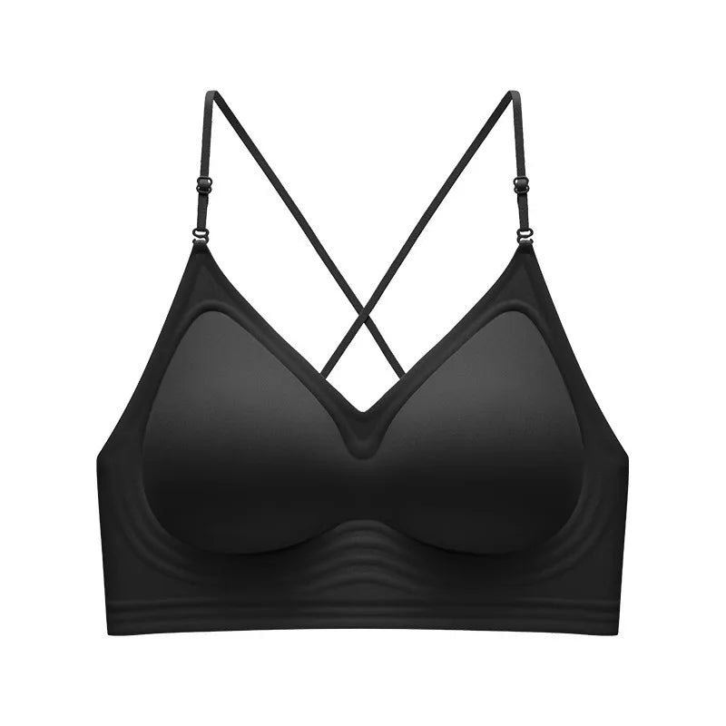 Women's Back-Enhancing Summer Bra: Thin-Strapped, Pushing-Up, Backless, Seamless, Neck-Hook, Modest, Sexy and Comfortable Bra