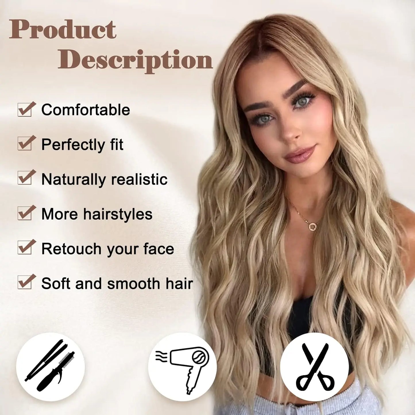 The 26-Inch Middle Part Lace Wavy Wig