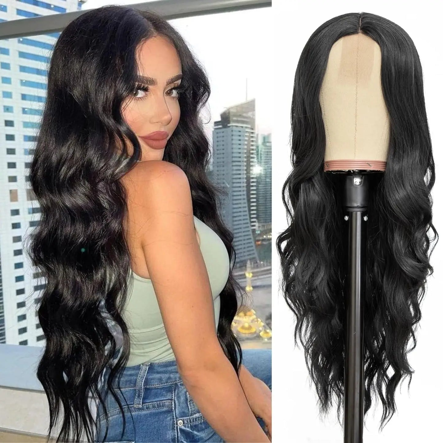 The 26-Inch Middle Part Lace Wavy Wig