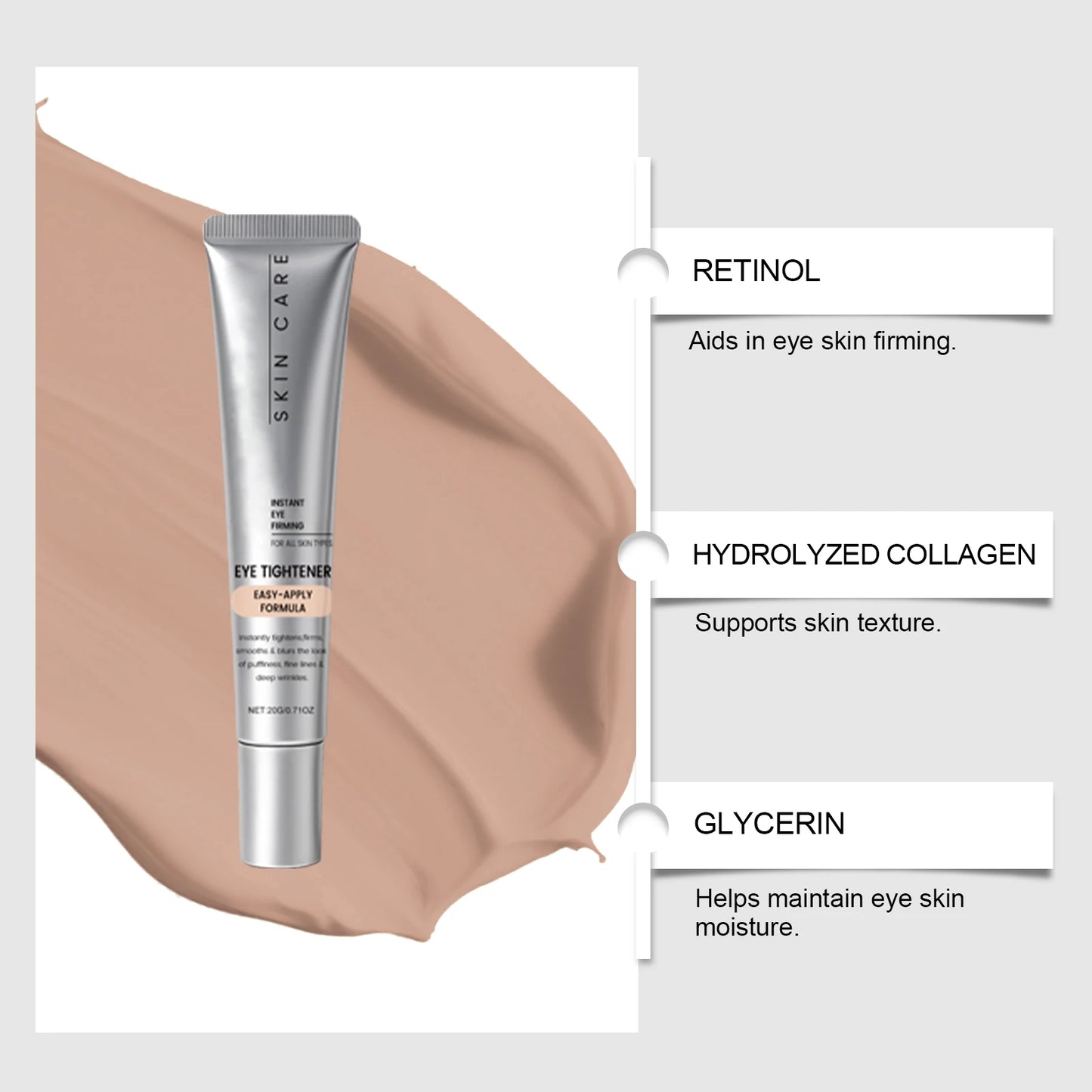 Instant Eye Care Cream With Brush Lasting Moisturizing Firming Smoothing Fine Lines Anti-Aging Eye Bag Removal Skin Care