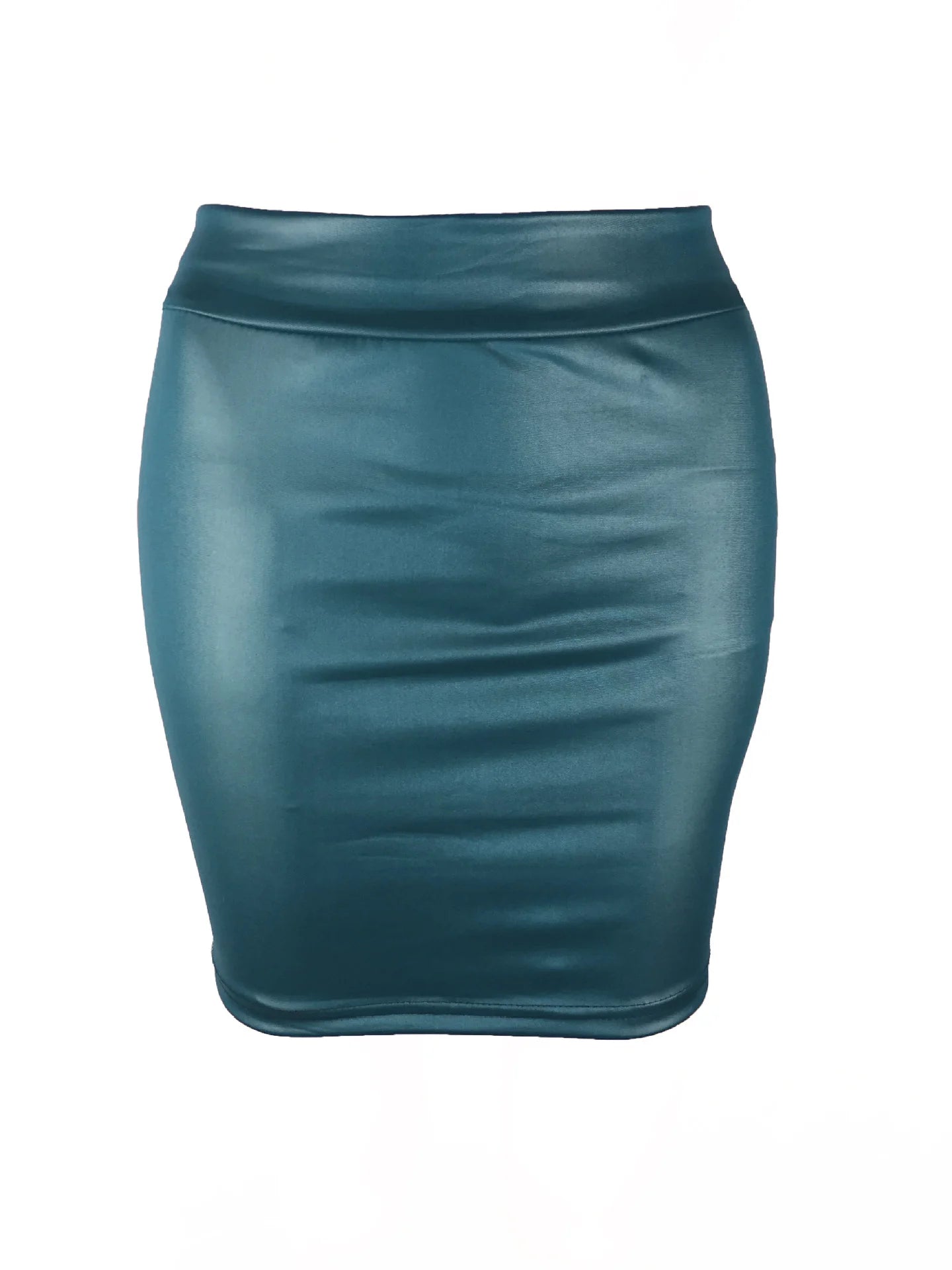 Women's High-Waist Slim Fit Mini Skirt Vintage Bodycon Hip Pencil Skirt Sexy Imitation PU Clubwear Ladies Office Clothing
