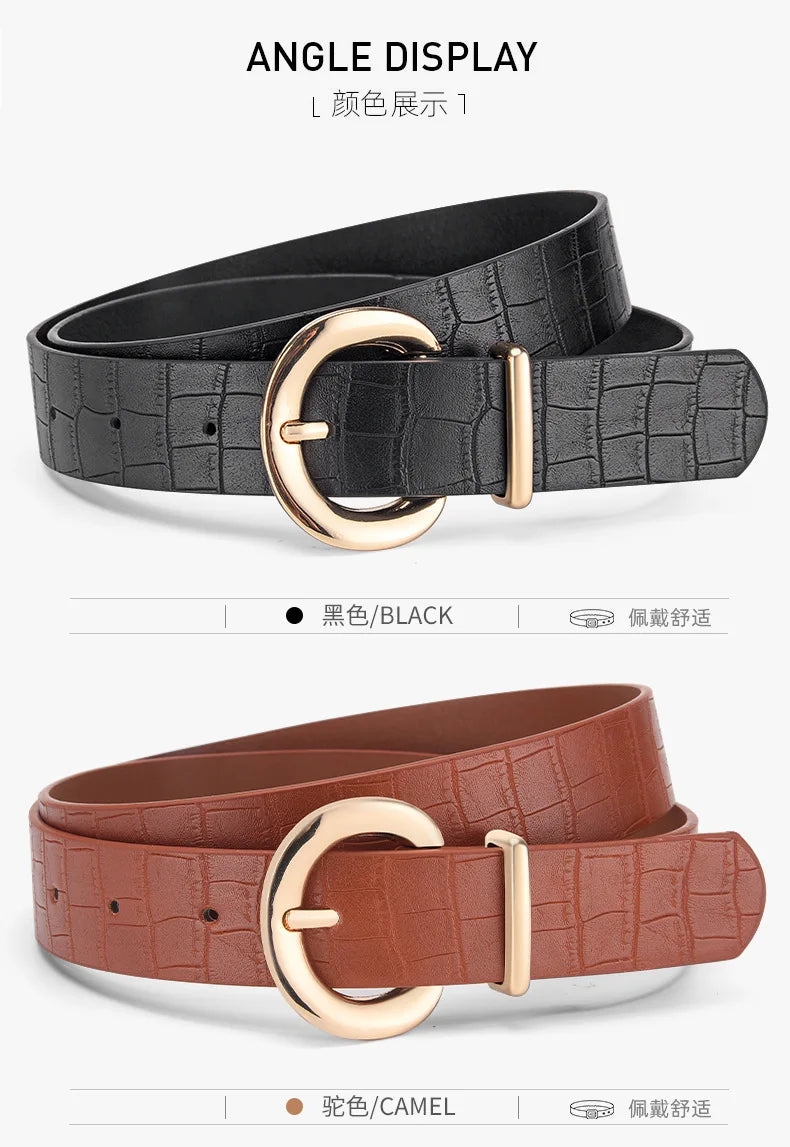 The Alligator Pattern Gold Buckle Belt