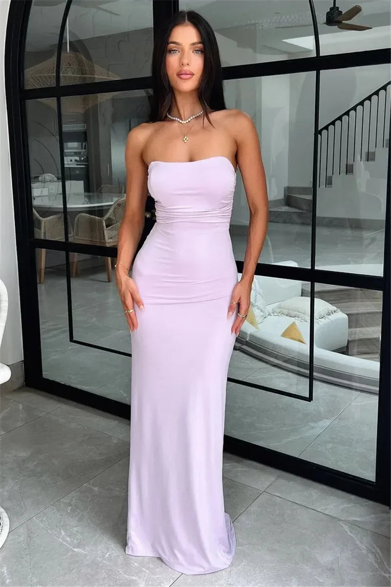 The Strapless Lace-Up Maxi