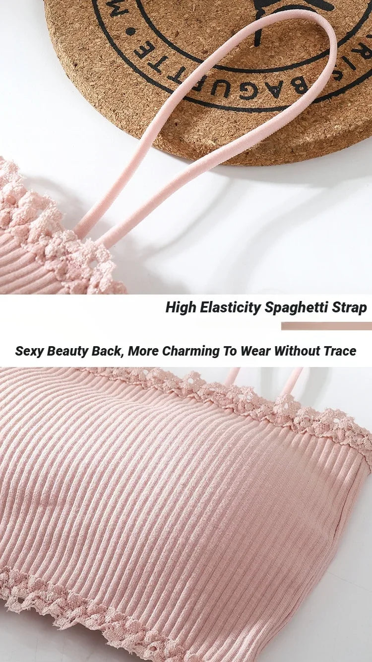 Cotton Camisole Top Girl No Underwire Chest Pad Adjustable To Fit Small Vest Wrap Bra Student Summer Women Bras Back Lace Sexy