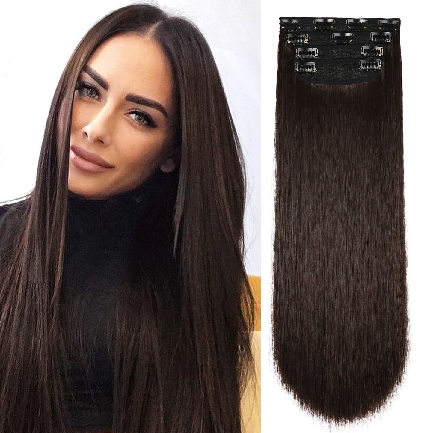 The 20-Inch Long Wavy Clip-In Hairpiece Set (4pcs)