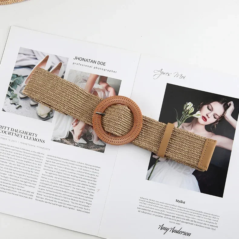 The Woven Straw Skinny Belt