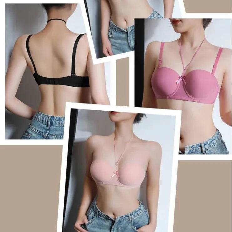 Gratitude More Than Ten Years Of Companionship Buy 3 Bras Get 1 Jewelry Free Neck-Hanging Bra With Two Wearing Gather Sexy Back