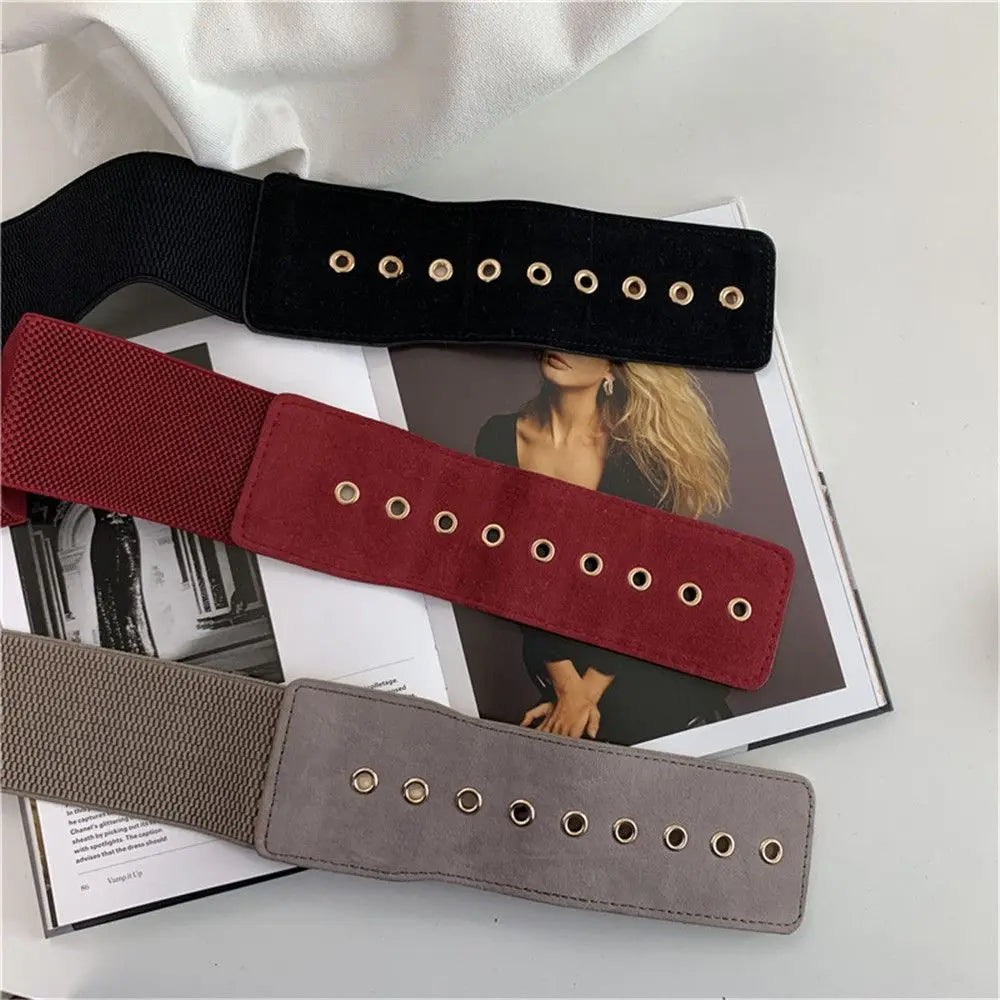 The Stretch Wide Waist Metal Buckle Belt
