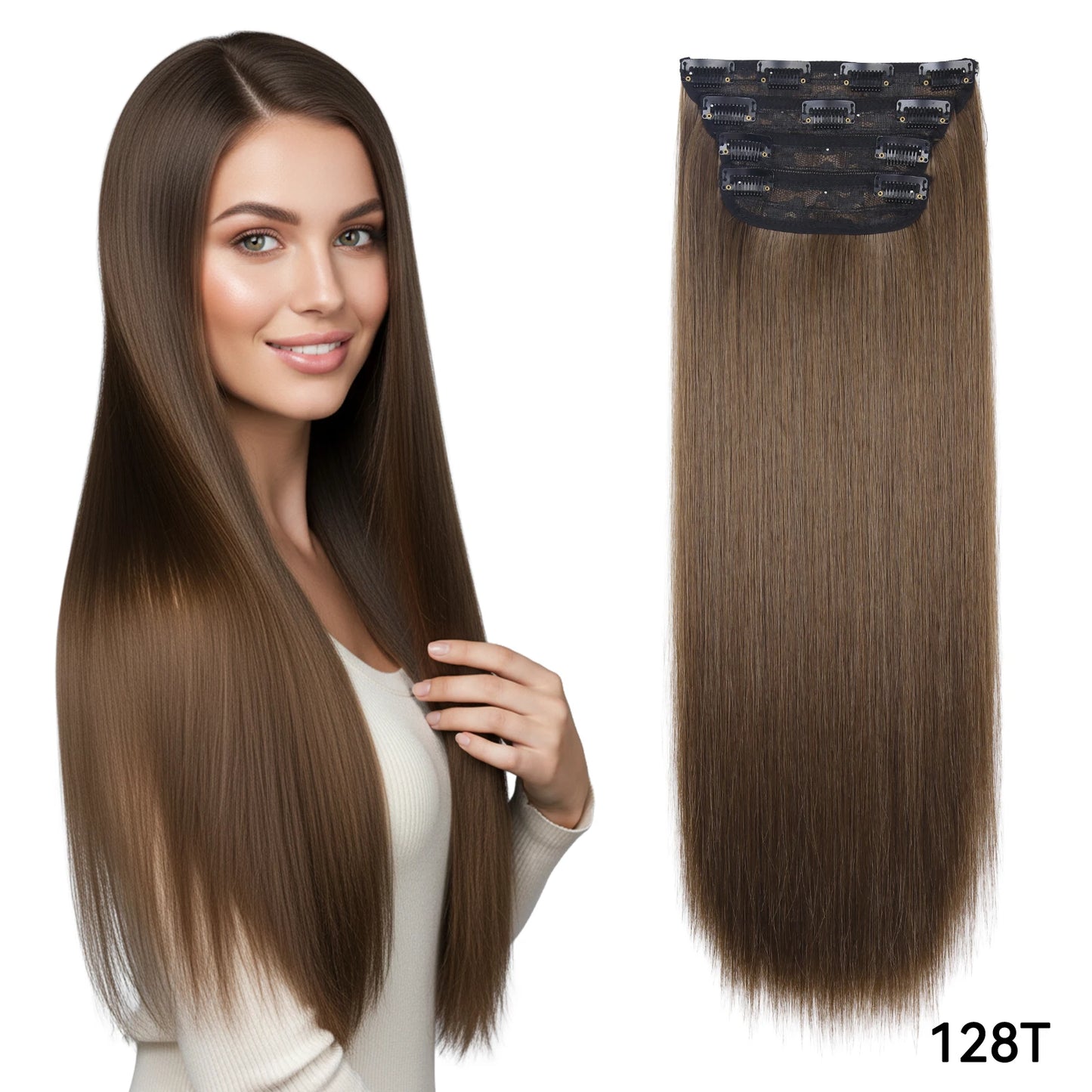 The 20-Inch Long Wavy Clip-In Hairpiece Set (4pcs)