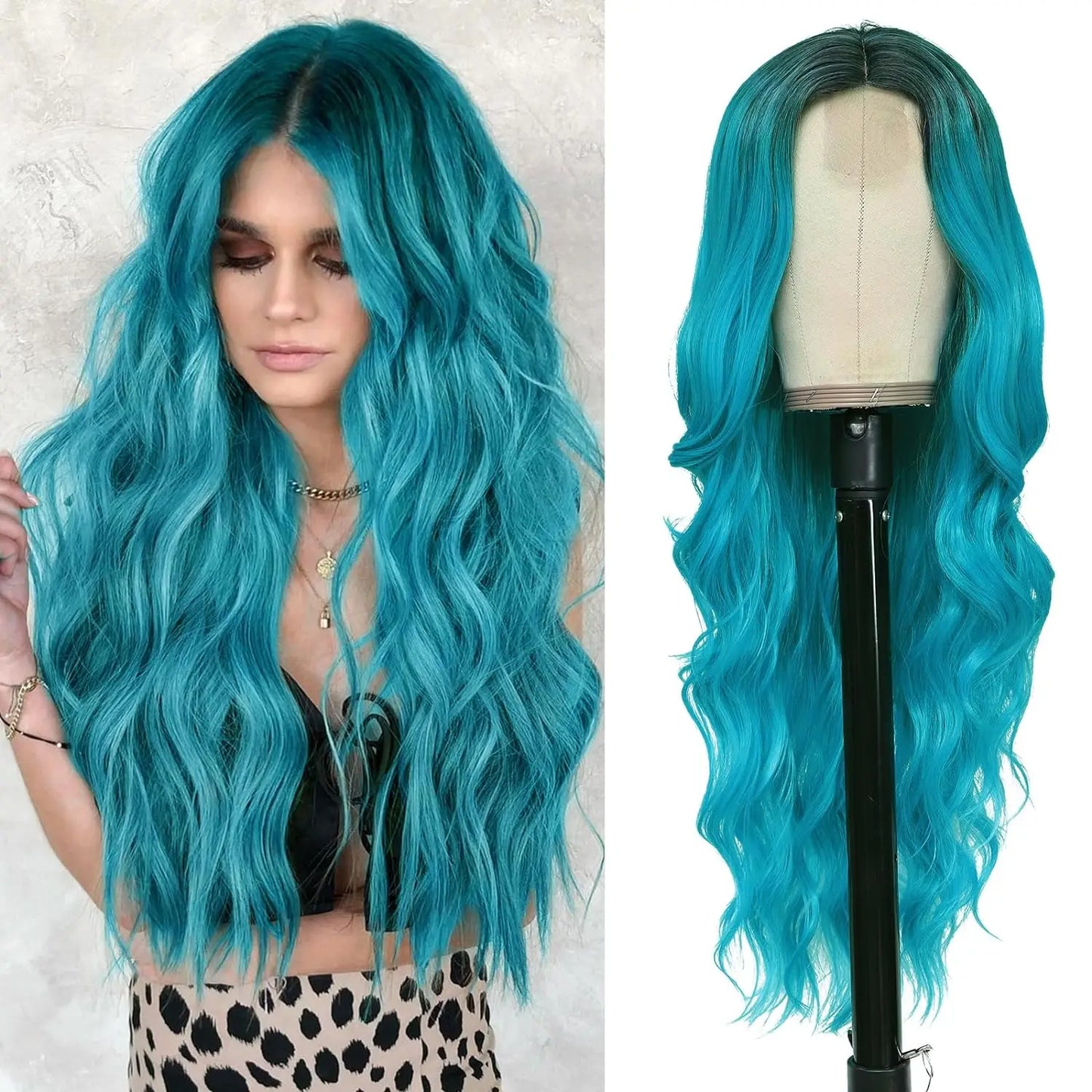 The 26-Inch Middle Part Lace Wavy Wig