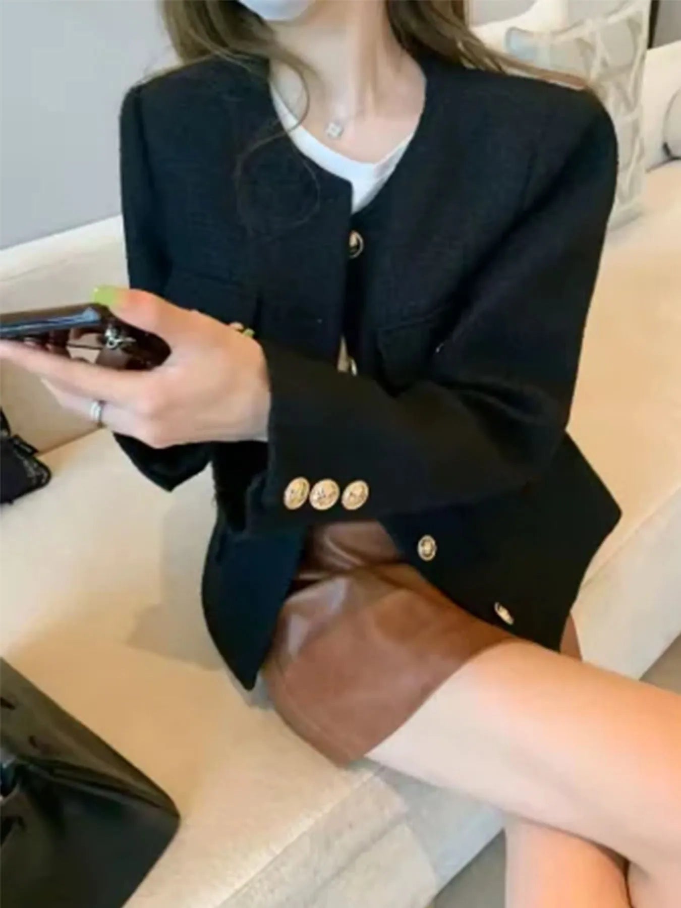 French Wool Tweed Coat Fashion High-end Gold Button Short Slim Temperament Spring and Autumn Korean Coats Women Jacket New